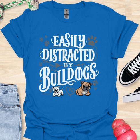 Easily distracted by bulldogs - V3 - Creative Vintage T-Shirt